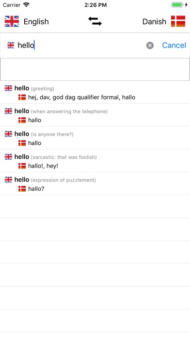 Danish-English Dictionary screenshot 2