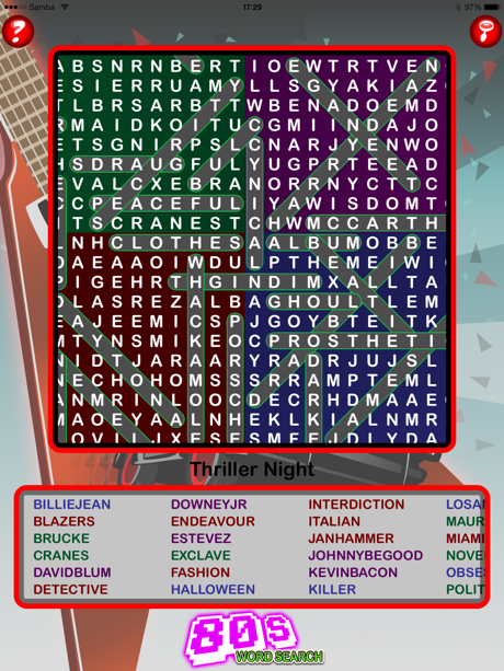 Cheats for Epic 80s Word Search