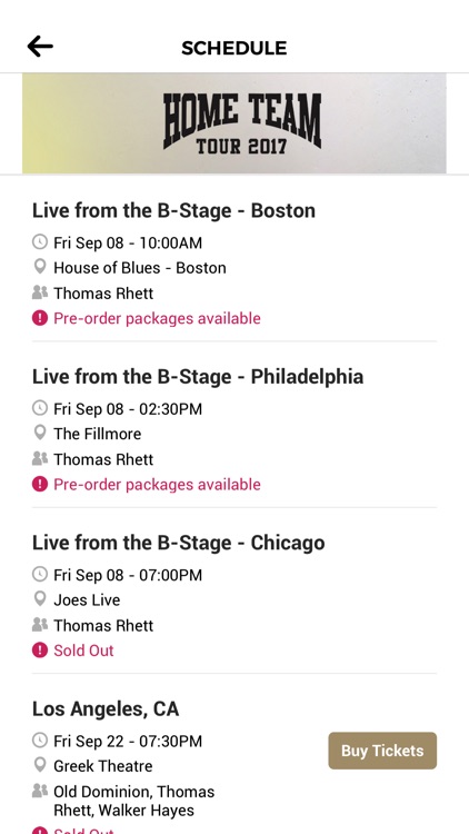 Thomas Rhett's: Home Team App