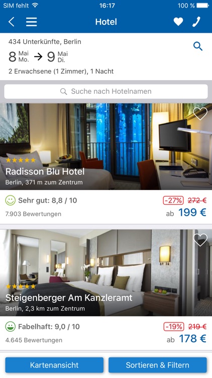 CHECK24 Reisen, Mietwagen, Hotel, Flug