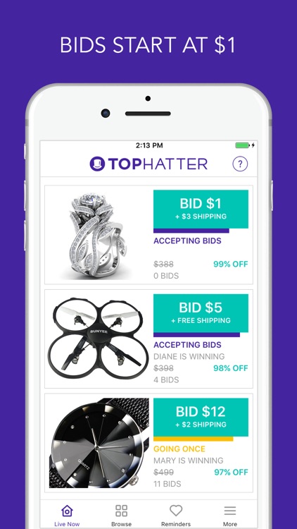 Tophatter: Fun Shopping Deals