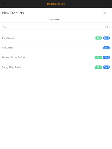 Model Inventory - náhled