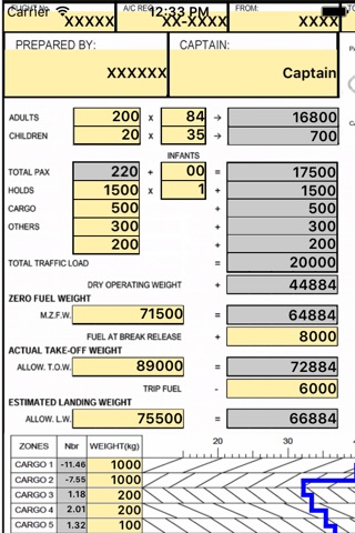 A321 LOADSHEET T&B 220 4z PAX screenshot 2