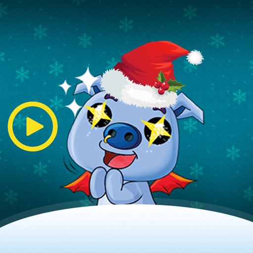 Merry Xmas Pigs Love Animated Icon