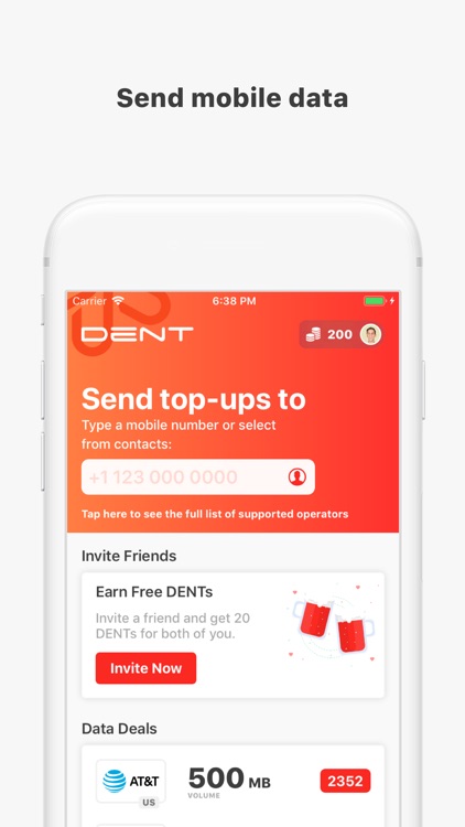 DENT - Send mobile data top-up