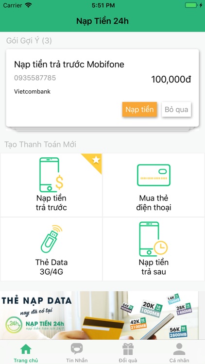 NapTien24h - Nạp tiền 24/7