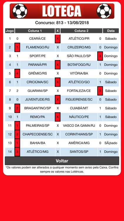 Loteca Programação