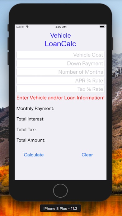 Vehicle LoanCalc screenshot 2