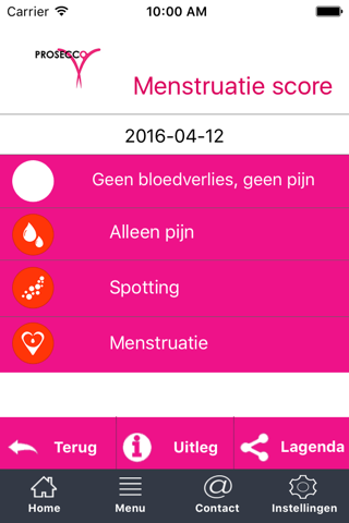 PROSECCO Trial menstruatie score screenshot 4