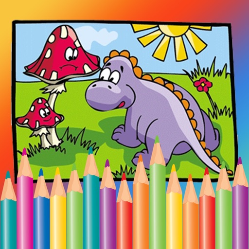 Free Kids Coloring Book - Paint Cute Dinosaurs Icon