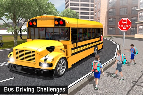 Schoolbus Coach Simulator 3D - City school bus driving duty to Pick & Drop kids screenshot 3