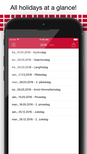 Danske helligdage - Holiday Kalender 2016 i Danmark til orlo(圖1)-速報App