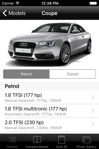Specs for Audi A5 2015 edition screenshot 2