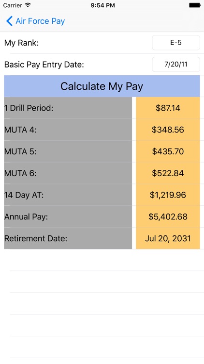 Air Force Pay Calculators screenshot-3