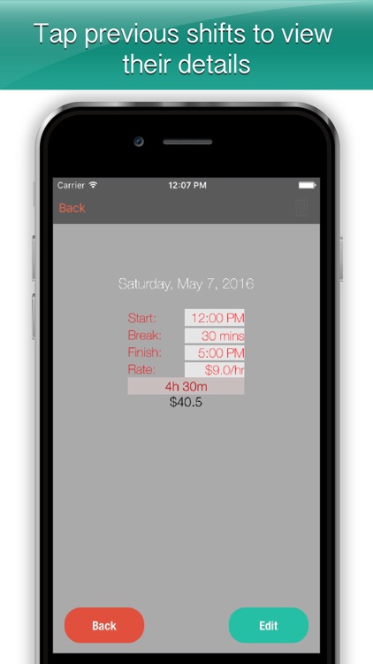 Worked Hours - hours tracker and organizer screenshot-3