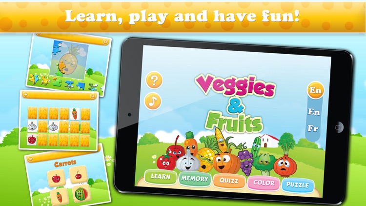 Veggies & Fruits HD : Learning, colouring and educational games for kids and toddlers!