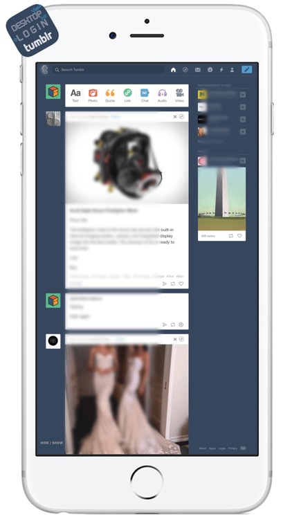 DESKTOP VIEW + LOGIN for tumblr