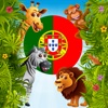 Criança aprender a soletrar o nome animais e Som em Português
