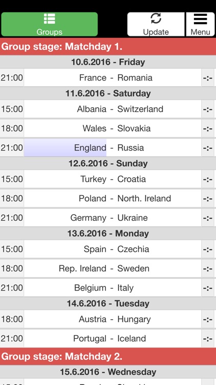 European Championship 2016 - SIMPLE and FAST Match Schedule / Fixtures - Football screenshot-4