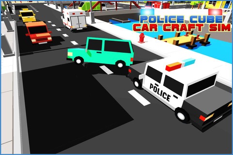 Police Cube Car Craft Sim 3D - Blocky Racing Roads Fever screenshot 4