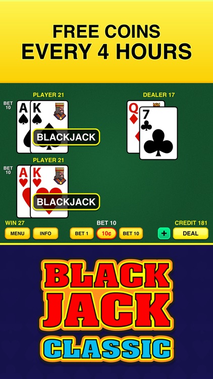 Blackjack Classic - FREE 21 Vegas Casino Video Blackjack Game screenshot-3