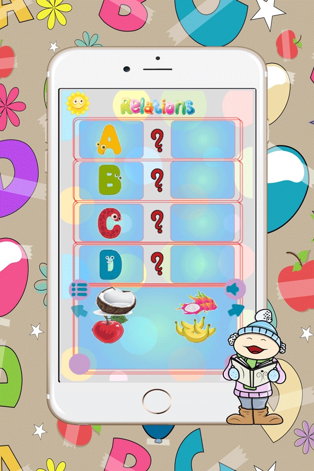 Fruits Vocabulary Relation : Preschool & Kindergarten Early Learning Games alphabet match free screenshot 4