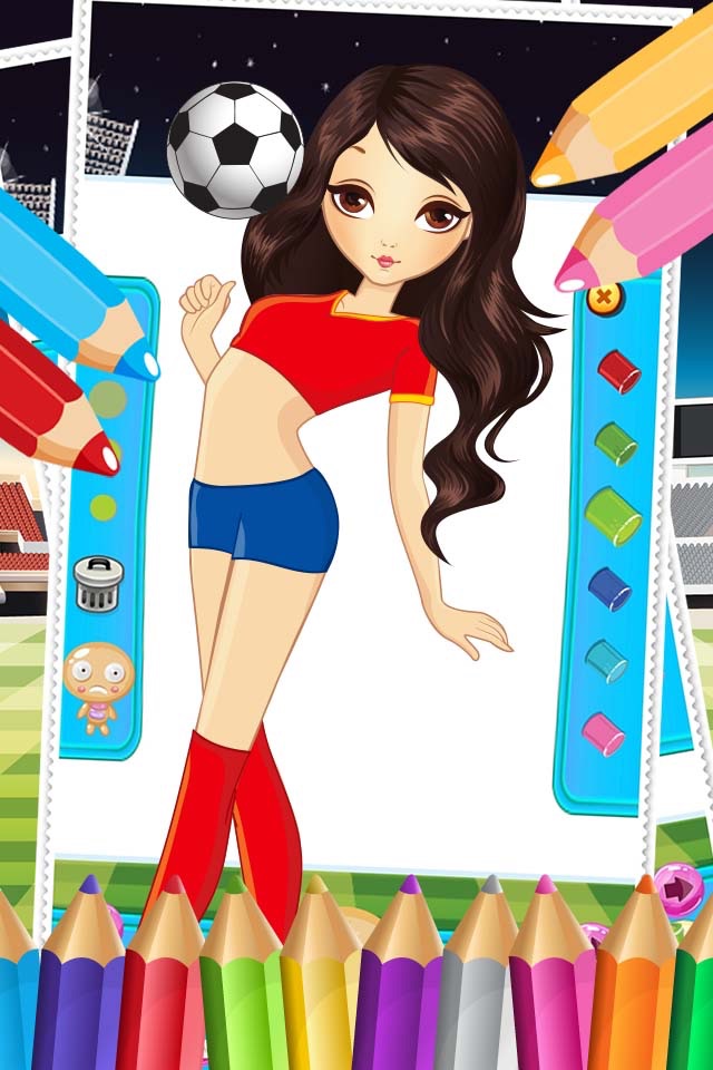Pretty Girl Fashion Sport Coloring World - Paint And Draw Football For Kids Game screenshot 4