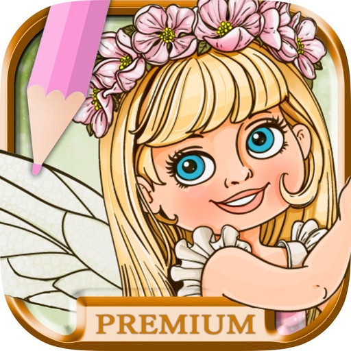 Fairies Coloring Book Paint princesses tales - Premium icon