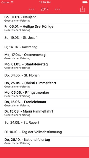 Feiertage Österreich Kalender & Kalenderwoche 2017(圖5)-速報App