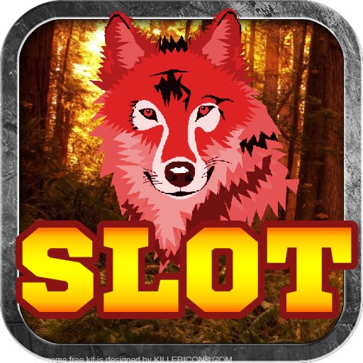 Red Wolf in the Wild Lunar Moon Vegas Casino Free Poker Slot Machine Game Icon