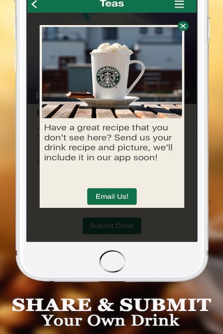 Secret Menu for Starbucks - Coffee, Tea, Cold & Hot Drinks Recipes card Prices and Locations screenshot 4