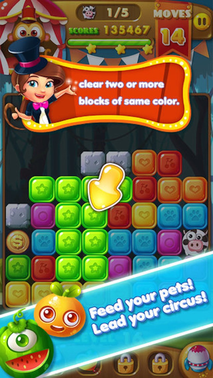 Pet Feed Fun - 3 match fruit juice puzzle game