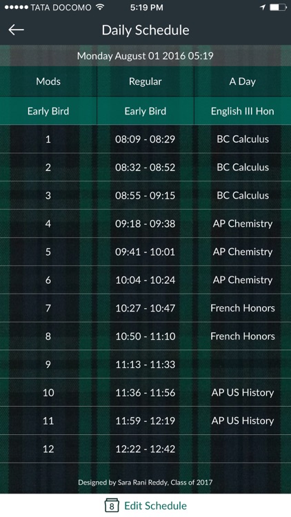 Ursuline Merici Schedule