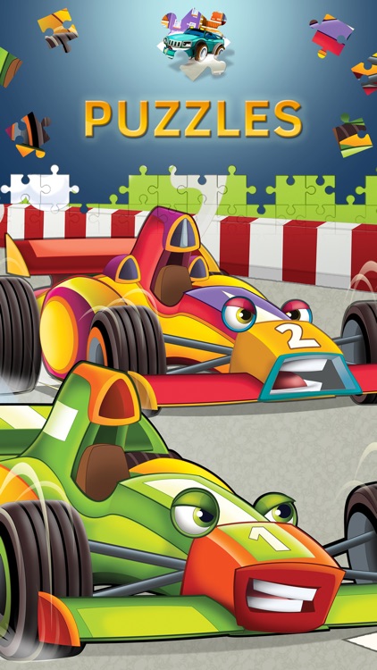 Cartoon Cars Puzzles for Kids. Premium