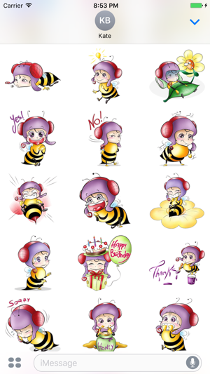 Bee Girl - Cute stickers for iMessage(圖2)-速報App