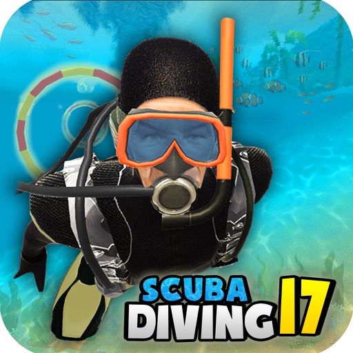 Scuba Diving Fun - Swim with sharks in deep sea 3D Icon