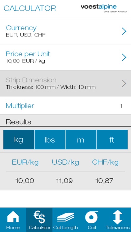 voestalpine steel calculator