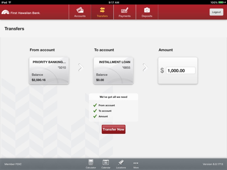 First Hawaiian Bank Mobile for iPad screenshot-3