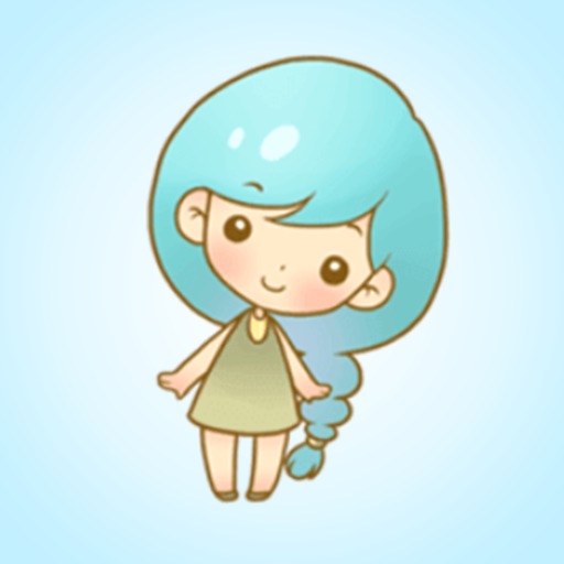 Lovely Blue Hair Girl > Stickers icon