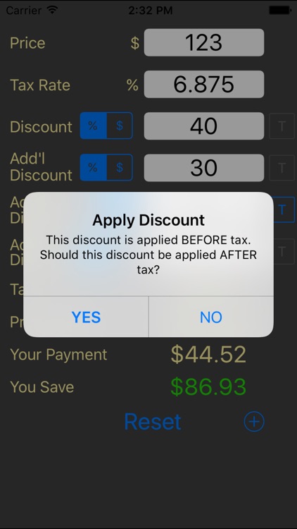 Sales Tax and Discount Calculator shopping n save
