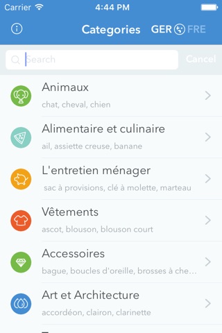 Visual Dictionary — Deutsch – Französisch Bildwörterbuch mit Übersetzung und Aussprache screenshot 2