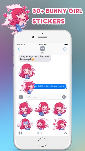 Cute Bunny Girl Emoji Stickers - for iMessage(圖2)-速報App