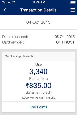 Amex India screenshot 2