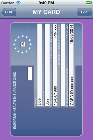 European Health Insurance Card Mobile App screenshot 2