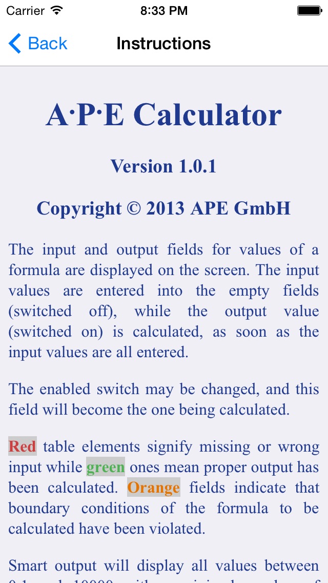 APE Optics Calculator iPhone App