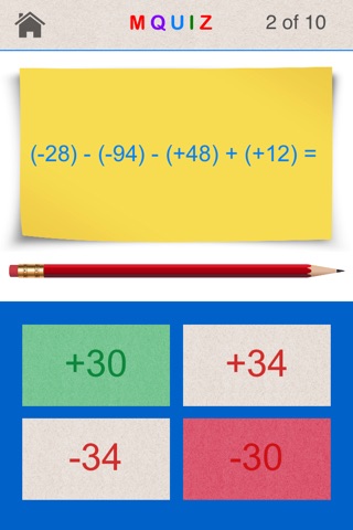 MQuiz Mixed Integer Addition and Subtraction screenshot 4