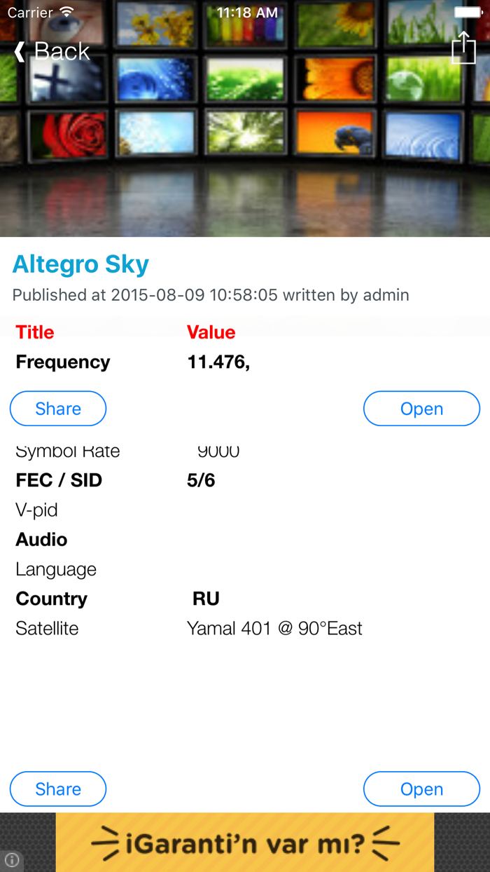 Russia TV Channels Sat Info