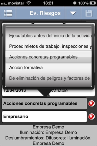 Evaluación de riesgos laborales screenshot 3