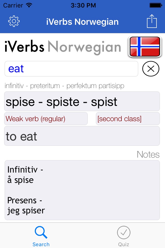 iVerbs Norwegian screenshot 2
