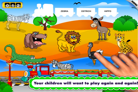 Animal Train Preschool Adventure First Word Learning Games for Toddler Loves Farm and Zoo Animals by Monkey Abby® screenshot 3